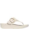 FIT FLOP WOMENS WEDGE TOE POST SANDAL - BEIGE LEATHER